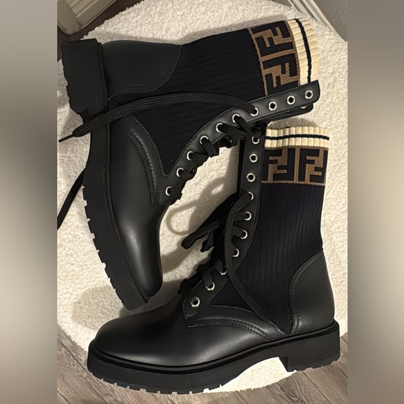 FENDI Boots - Brand New (no box) - Size 7
Rockoko Leather & Knit Combat Boots - Picture 6 of 6